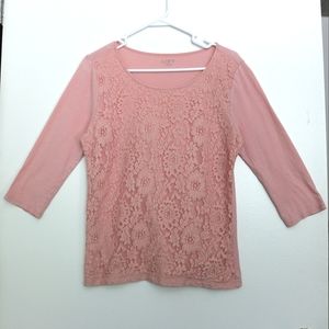 Loft Outlet Baby Pink Lace Top
